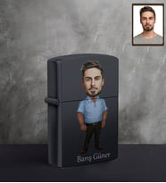 Kişiye Özel Erkek Karikatürlü UV Baskılı Siyah Benzinli Çakmak Model-8