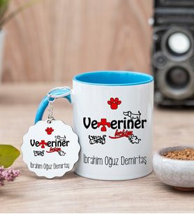 Veteriner Hekimi Mavi Kupa Bardak Ve Anahtarlık Set