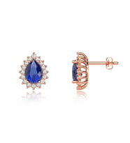 Damla Safir Taşlı Anturaj Rose Gümüş Küpe