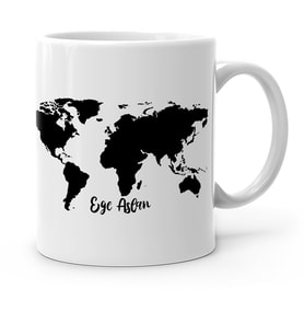 BK Gift Kişiye Özel World Map Tasarımlı Beyaz Kupa Bardak  1