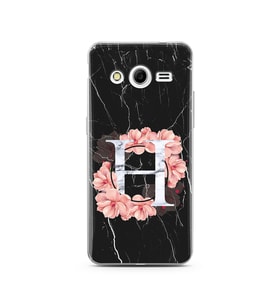 Mermer Çiçekli Harf Tasarım Süper Şeffaf Silikon Telefon Kılıfı Samsung Core 2 H