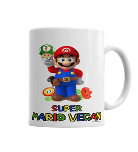 Super Mario Vegan Kupa Bardak Porselen