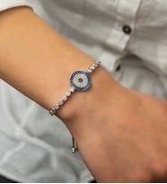 Papatya Silver 925 Ayar Gümüş Dalgalı Nazar Bileklik