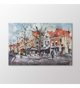 Arty Tablo Suluboya Evler Tablo (Karışık)