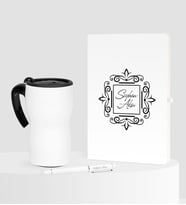 BK Gift Kişiye Özel İsimli Beyaz Defter Kalem Termos Mug Seti - 1