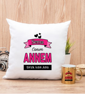 Canım Annem Yastık ve Gold Kupa Bardak