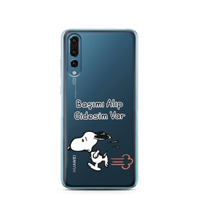 Snoopy Tasarımlı Süper Şeffaf Silikon Telefon Kılıfı Huawei P20 Pro 