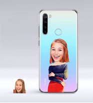 BK Gift Kişiye Özel Bayan Karikatürlü Xiaomi Redmi Note 8 İnce Şeffaf Silikon Telefon Kapağı-12 (Beyaz)