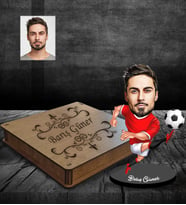 Kişiye Özel Futbolcu Karikatürlü Ahşap Biblo Kutulu Bay-3