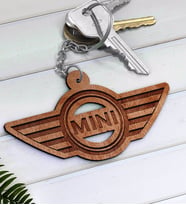 Mini Logolu Ahşap Anahtarlık-1 (Beyaz)