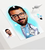 BK Gift Kişiye Özel Bay Başhekim Karikatür 240 Parça A3 Puzzle  1