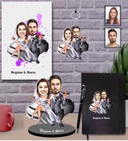 Kişiye Özel Gelin Damat Karikatürlü 5 li Hediye Seti  Mod-2
