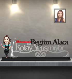 Kişiye Özel Kuaför Bayan Karikatürlü Kolay Yetişmiyor Ahşap Biblo  Mod-3
