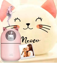 Kişiye Özel Sevimli Kedi Gece Lambalı H2o Oda Kokusu Nemlendirici & Kedi Yastık