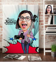 BK Gift Kişiye Özel Bayan Fotoğraf Sanatçısı Karikatür Kanvas Tablo 70x100cm 1