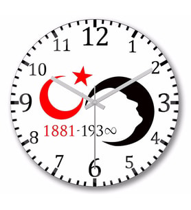 Atatürk   Duvar Saati   Bombeli Gercek Cam