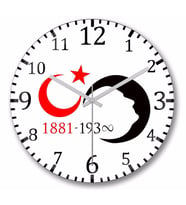 Atatürk   Duvar Saati   Bombeli Gercek Cam