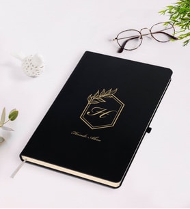 BK Gift Kişiye Özel Baş Harf İsim Tasarımlı Siyah Defter-6