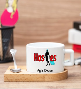 Hostese Hediye Ahşap Altlıklı Fincan