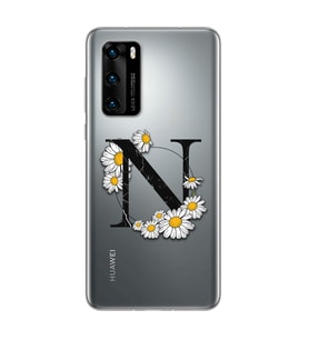 Papatya Harf Tasarım Süper Şeffaf Silikon Telefon Kılıfı Huawei P40 N-Harfi