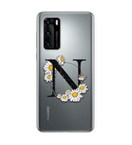 Papatya Harf Tasarım Süper Şeffaf Silikon Telefon Kılıfı Huawei P40 N-Harfi