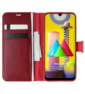 Microsonic Samsung Galaxy M31 Kılıf Delux Leather Wallet Kırmızı