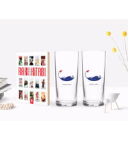 BK Gift Kişiye Özel Renkli Baskılı Kütahya Tasarımlı Turistik İkili Rakı Bardağı ve Rakı Cep Kitabı Hediye Seti-1 (Model 1)