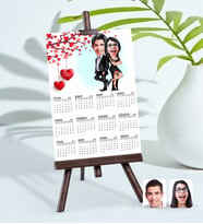 BK Gift Kişiye Özel 15x21 cm Fotoğraf Kartlı Sevgililer Karikatürlü Şövaleli 2024 Takvim -6 (Beyaz)