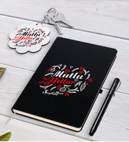 BK Gift Kişiye Özel Yılbaşı Mutlu Yıllar Siyah Defter Kalem ve Anahtarlık Hediye Seti-4 (Model 1)