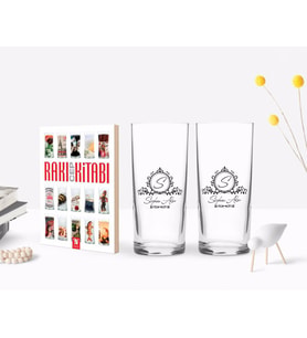 BK Gift Kişiye Özel Renkli Baskılı İsimli İkili Rakı Bardağı ve Rakı Cep Kitabı Hediye Seti-11 (Model 1)