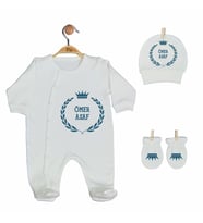 Pia Baby GL 2008 İsme Özel Taçlı Üçlü Tulum Set