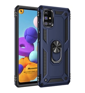 Microsonic Samsung Galaxy M31s Kılıf Military Ring Holder Lacivert