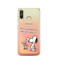 Snoopy Tasarımlı Süper Şeffaf Silikon Telefon Kılıfı Samsung A60