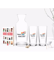 BK Gift Kişiye Özel Renkli Baskılı Hatay Tasarımlı Turistik İkili Rakı Bardağı Karaf ve Cep Kitabı Hediye Seti-1 (Model 1)