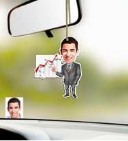 BK Gift Kişiye Özel Bay Patron Karikatürlü Ahşap Araba Dikiz Ayna Süsü-4 (Çok Renkli)