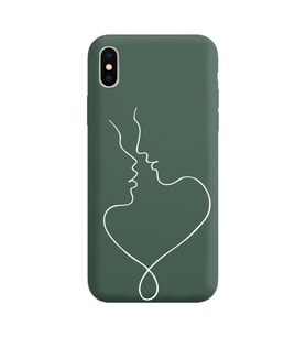 Iphone X Çizgi Tasarımlı Koyu Yeşil Lansman Telefon Kılıfı