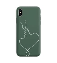 Iphone X Çizgi Tasarımlı Koyu Yeşil Lansman Telefon Kılıfı