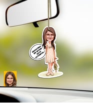 BK Gift Kişiye Özel Kız Çocuk Kolay Yetişmiyor Karikatürlü Ahşap Araba Dikiz Ayna Süsü-1 (Beyaz)