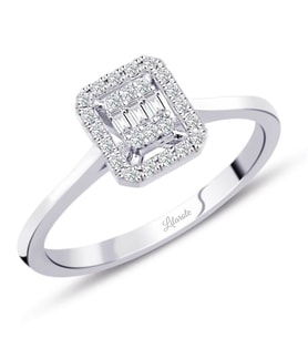 Modern Tasarım 0.18 Ct Baget Kare Tektaş Yüzük