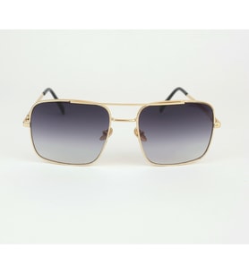 Gold Metal Çerçeveli Siyah Camlı Kare Köşeli Unisex Güneş Gözlüğü