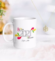 BK Gift Kişiye Özel 2024 Bu Yılda Hep Gülümse Kupa ve Kar Tanesi Kolye-1 (Model 1)