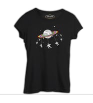 Swing Astronot Siyah Kadın Tshirt