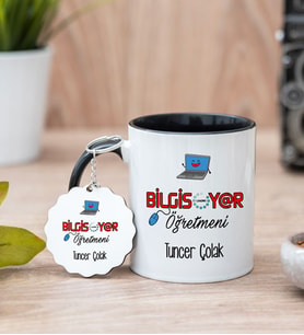 Bilgisayar Öğretmeni Siyah Kupa Bardak Ve Anahtarlık Set