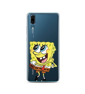 Süngerbob Tasarımlı Süper Şeffaf Silikon Telefon Kılıfı Huawei P20   