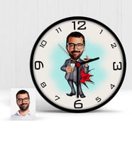 BK Gift Kişiye Özel Bay Patron Karikatür Ahşap Duvar Saati  3