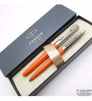 Parker Jotter Original Turuncu Dolma Kalem + Tükenmez Kalem Set  İsme Özel Kalem  Hediyelik Kalem