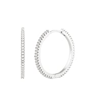 Afrodit Silver 22 mm Taşlı Halka Gümüş Küpe