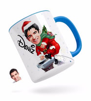 BK Gift Kişiye Özel Erkek Yeni Yıl Karikatürlü Mavi Kupa Bardak-1