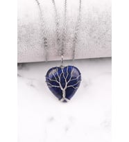 Lapis Lazuli Doğal Taş Tel Sarmalı Kalp Kolye