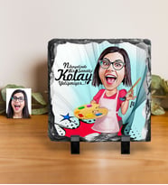 BK Gift Kişiye Özel Bayan Ressam Karikatürlü Dekoratif Doğal Taş  1